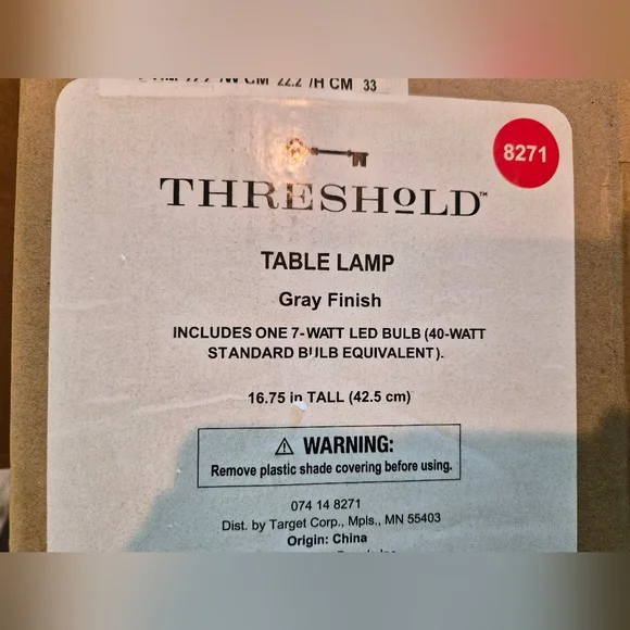 Threshold Gray Lamp with Cream Shade - Picture 7 of 7